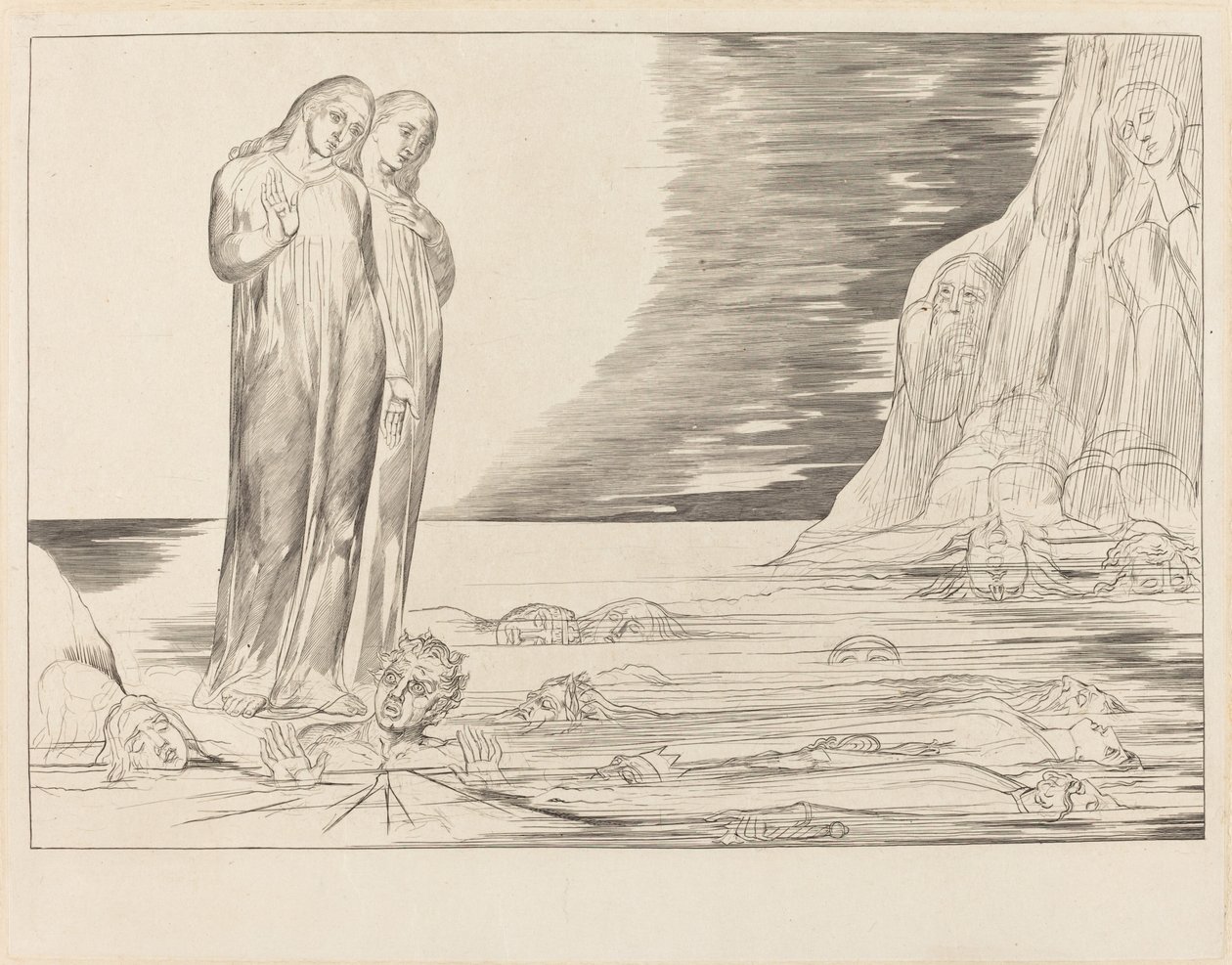 Az árulók köre; Dante lába feltűnő Bocca degli Abbate alkotó: William Blake