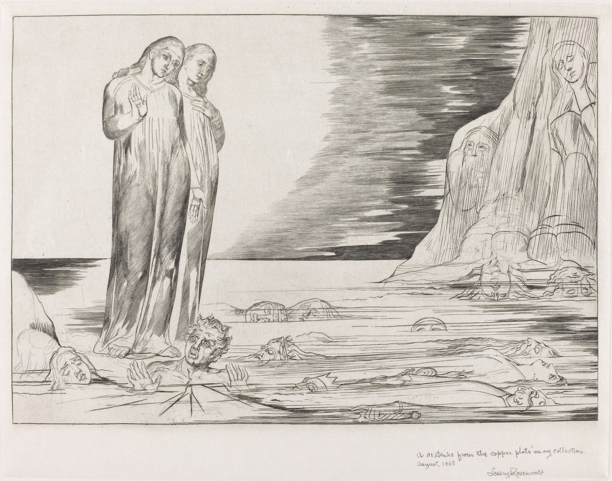 Az árulók köre; Dante lába feltűnő Bocca degli Abbate alkotó: William Blake