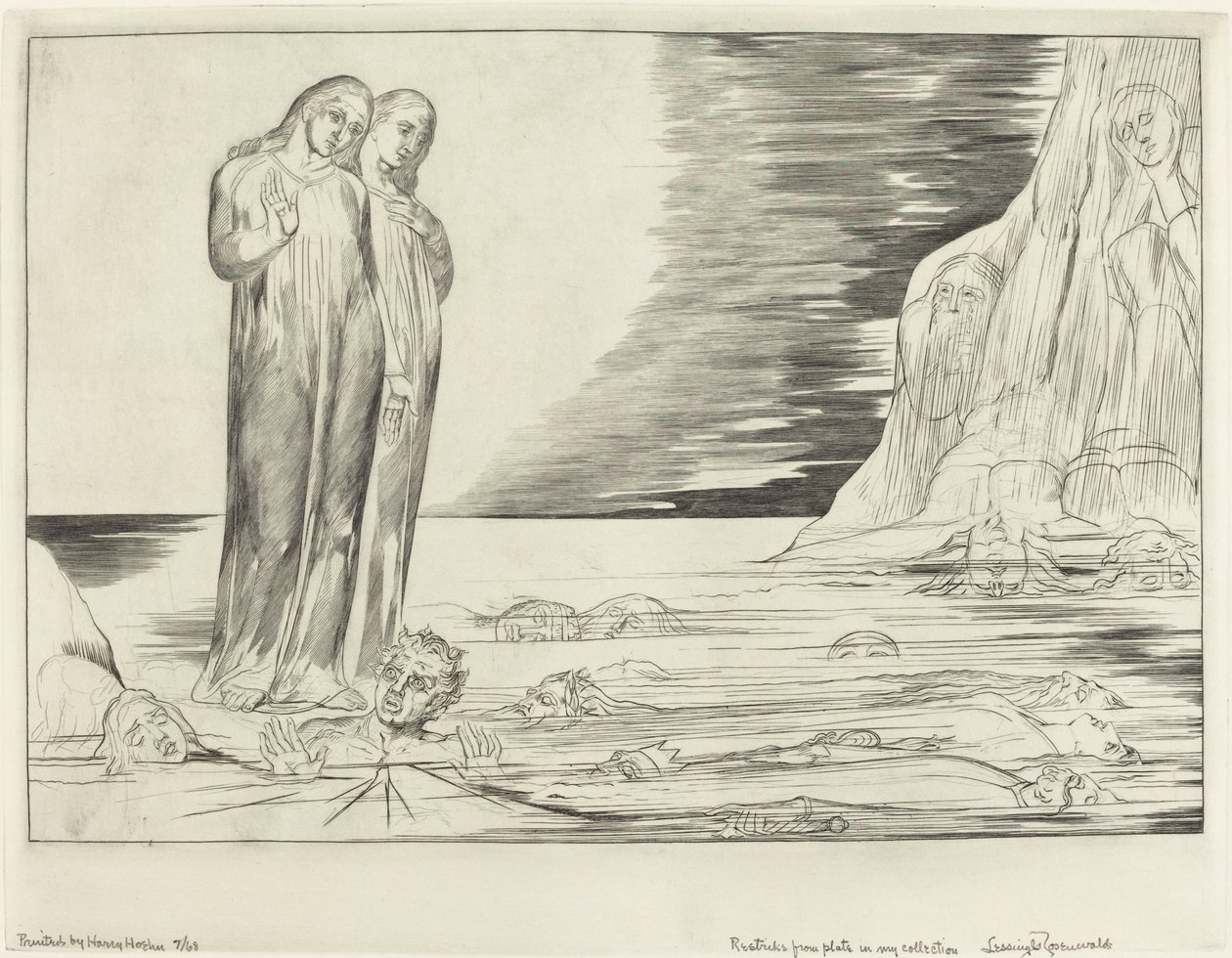 Az árulók köre, Dante lábával a Bocca degli Abbate, 1827. alkotó: William Blake