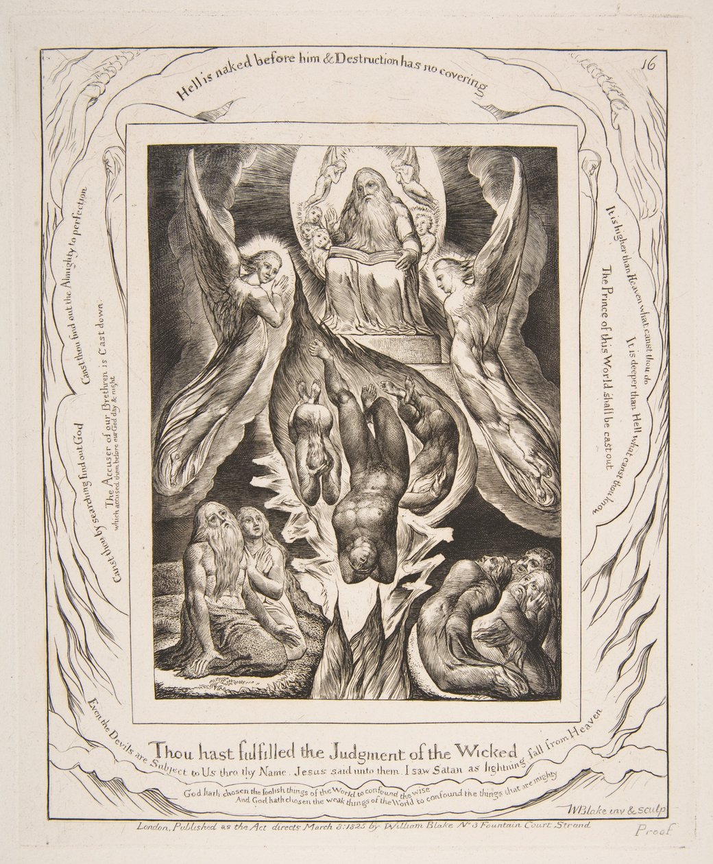 A Sátán bukása, Jób könyvének illusztrációiból, 1825-26. alkotó: William Blake