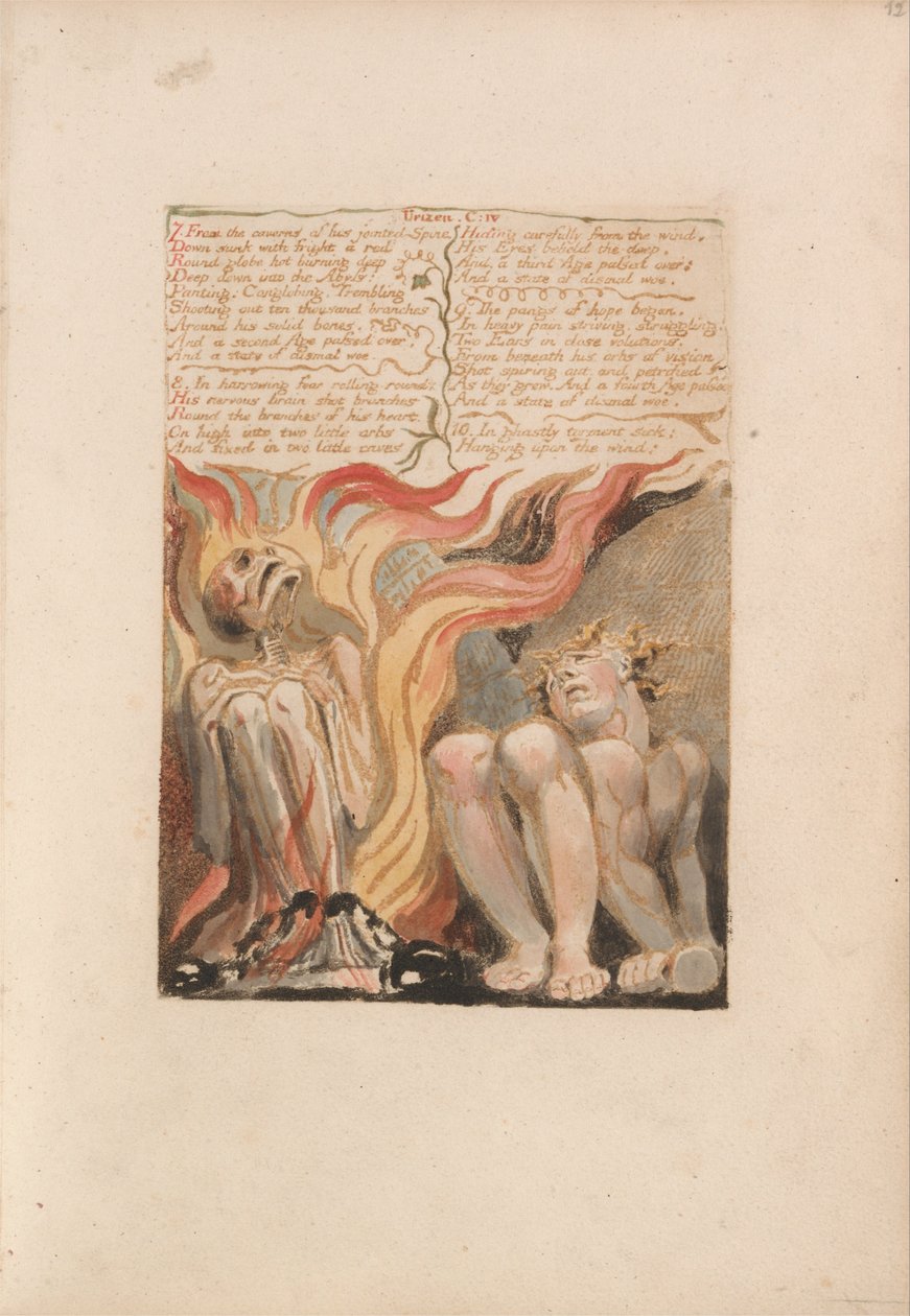 Urizen első könyve, 14. tábla, 7. Az ízületi gerinc barlangjaiból ... (Bentley 11) alkotó: William Blake