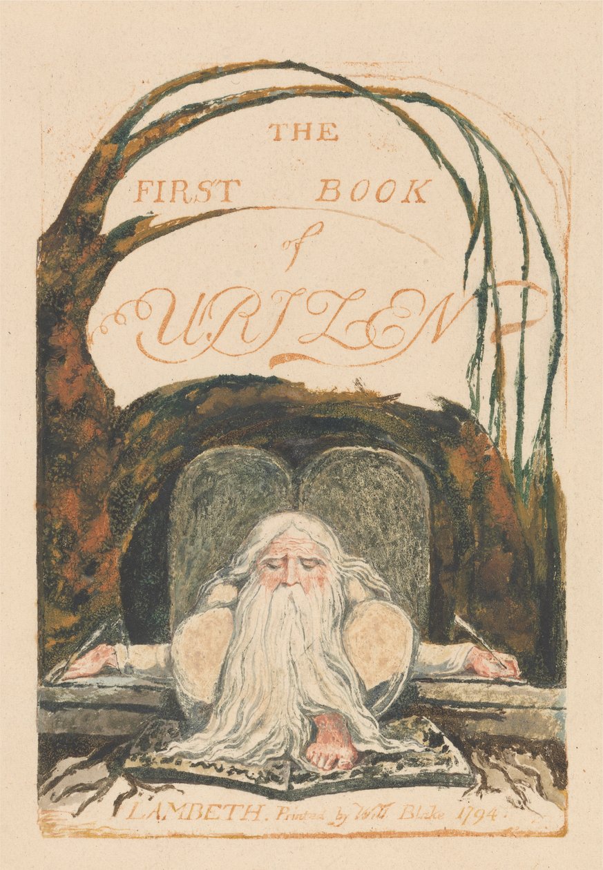 Urizen első könyve, 1. tábla, "Urizen első könyve". (Bentley 1) alkotó: William Blake