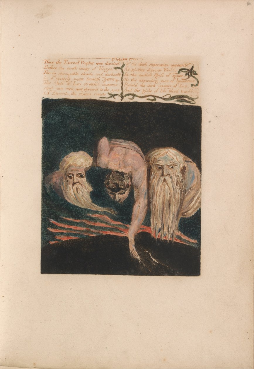 Urizen első könyve, 20. lemez, így osztották fel az örök prófétát ... (Bentley 15) alkotó: William Blake