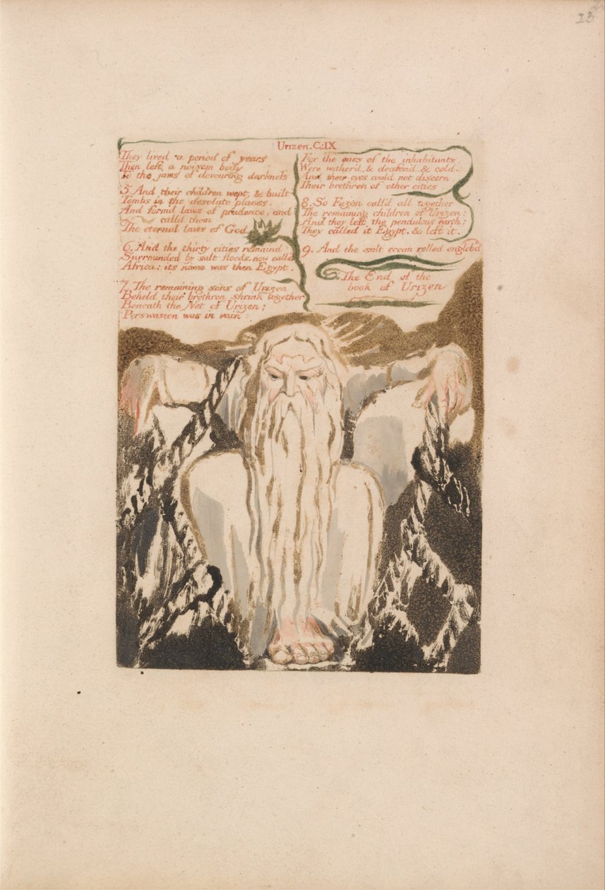 Urizen első könyve, 27. tábla, Évekig éltek. . . . (Bentley 28) alkotó: William Blake