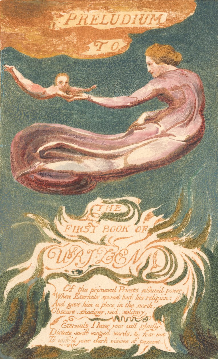 The First Book of Urizen, 2. tábla, "Preludium to the Book of Urizen" (Bentley 2a) alkotó: William Blake