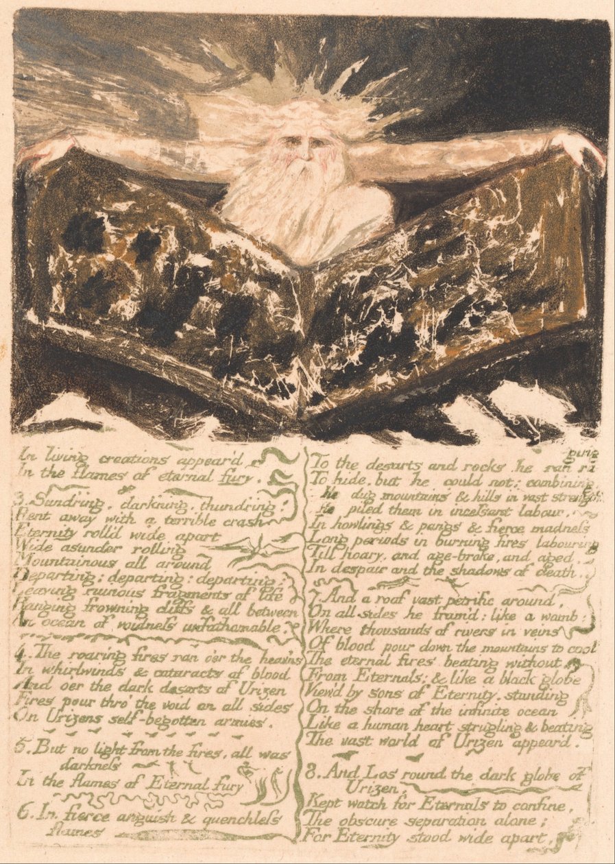 Urizen első könyve, 6. tábla, Élő teremtményekben jelentek meg. . . . (Bentley 5) alkotó: William Blake