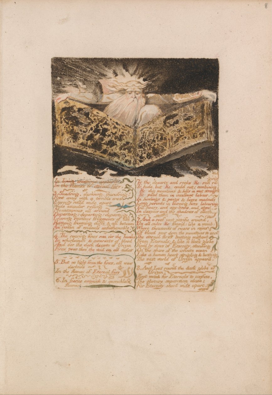Urizen első könyve, 8. lemez, Az élő alkotásokban megjelenik ... (Bentley 5) alkotó: William Blake