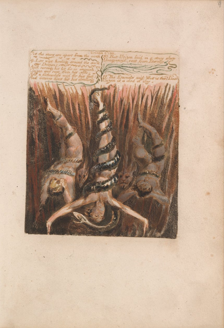 Urizen első könyve, 9. tábla, Ahogy a csillagok a Földtől távol vannak... (Bentley 6.) alkotó: William Blake