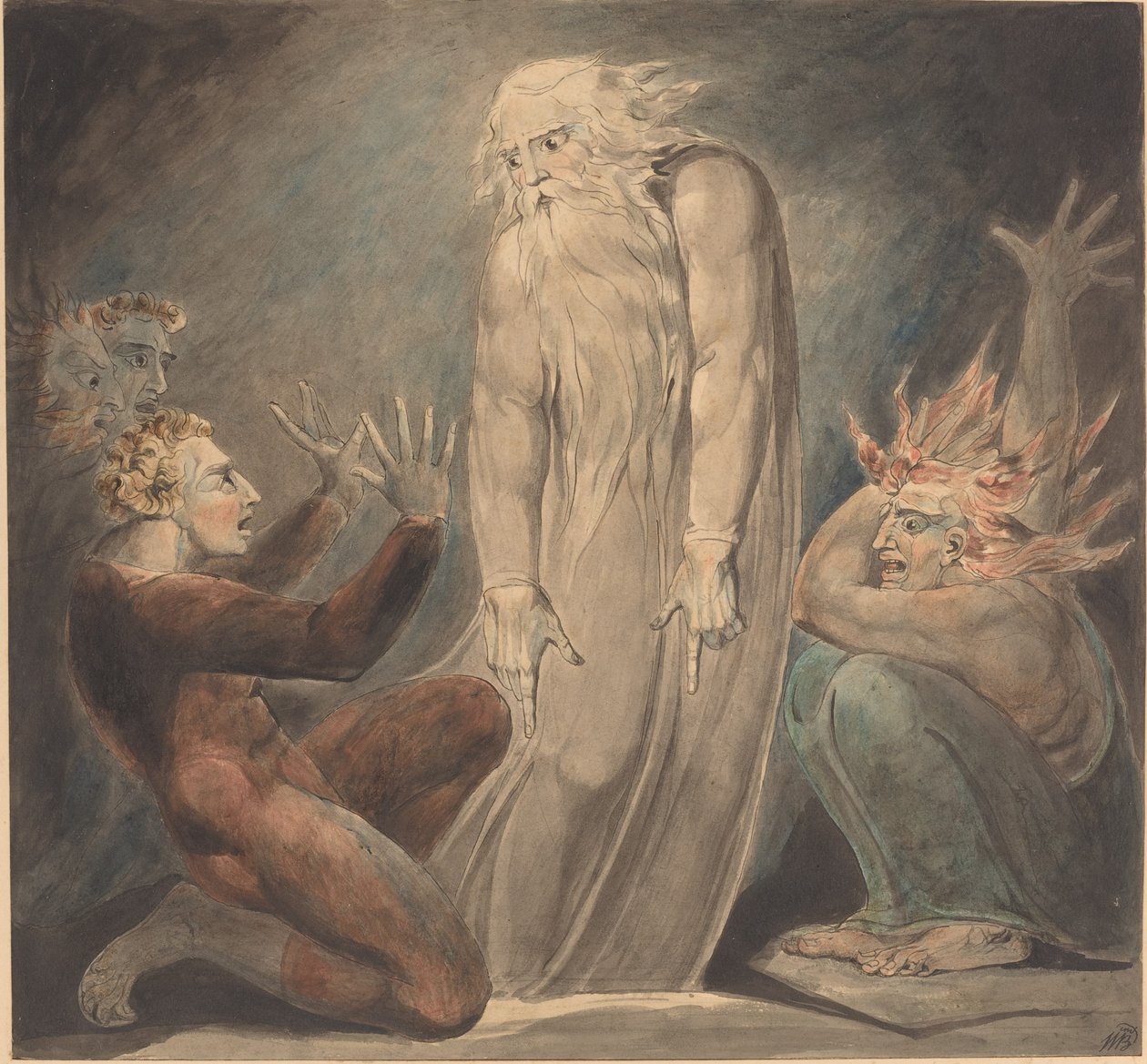 Sámuel szelleme megjelenik Saulnak alkotó: William Blake