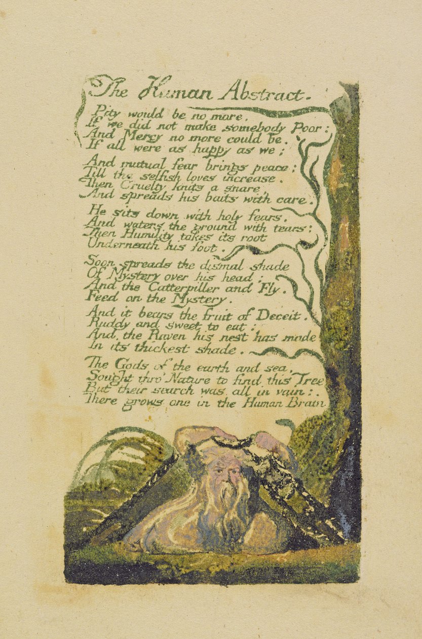 „The Human Abstract”, 45. lemez a „Songs of Experience”, 1794-ből (színes nyomtatott domborműves rézkarc) alkotó: William Blake