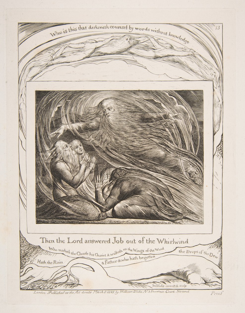 Az Úr válaszol Jóbnak a forgószélből, az Illusztrációk Jób könyvéből, 1825-26. alkotó: William Blake