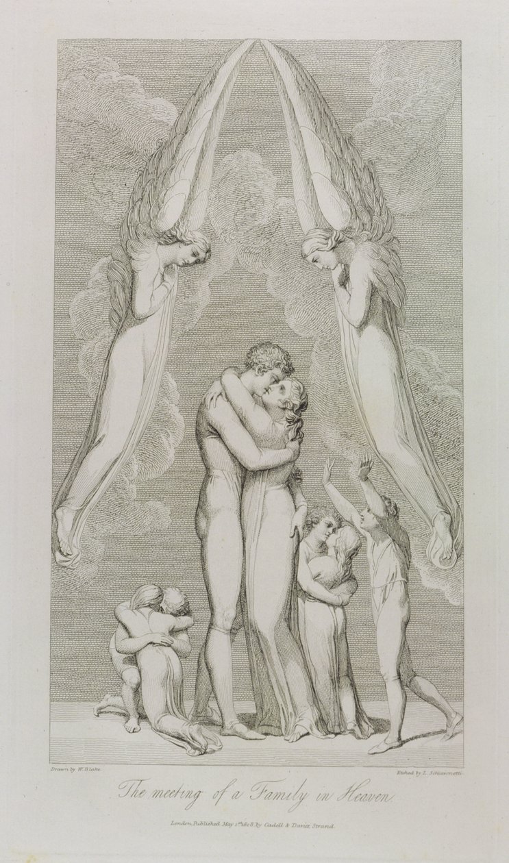 Egy család találkozása a mennyben, 4. o., Illusztráció William Blake (1757-1827) „The Grave, A Poem” című művéből, Luigi Schiavonetti (1765-1810) metszete, 1808 alkotó: William Blake