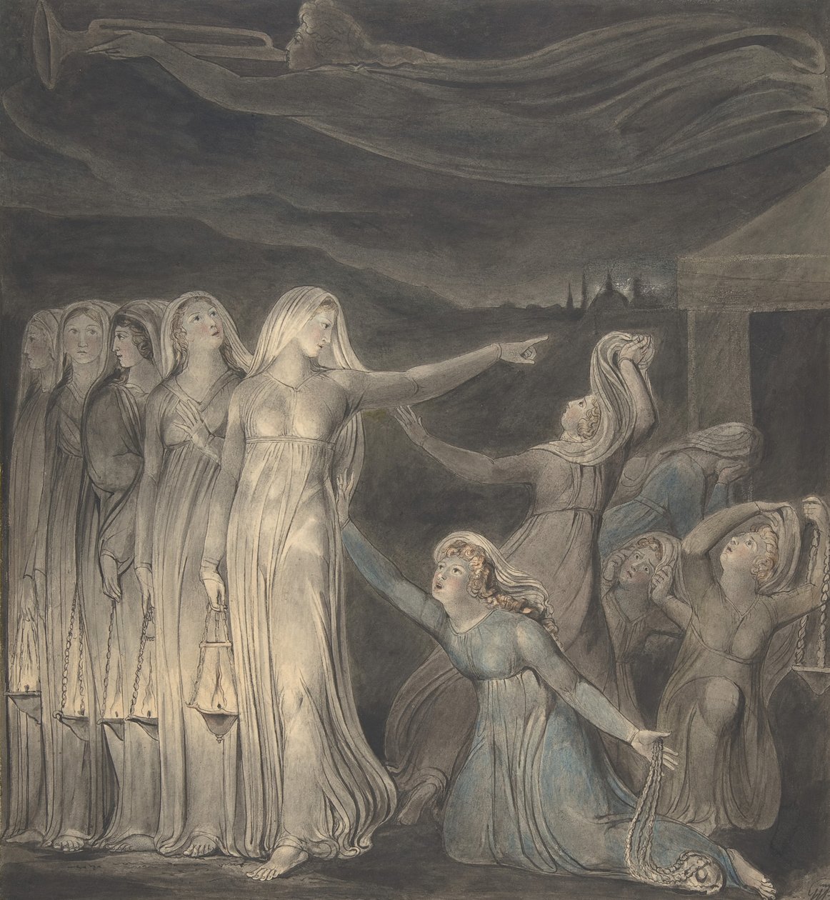Példabeszéd a bölcs és ostoba szüzekről, kb. 1799-1800. alkotó: William Blake