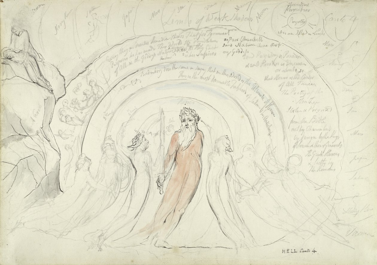 Homérosz árnyalatai és az ókor más költői, illusztráció Dante Alighieri Isteni színjátékához, 1824-27 (toll és tinta WC-vel ceruzával és krétával papíron) alkotó: William Blake