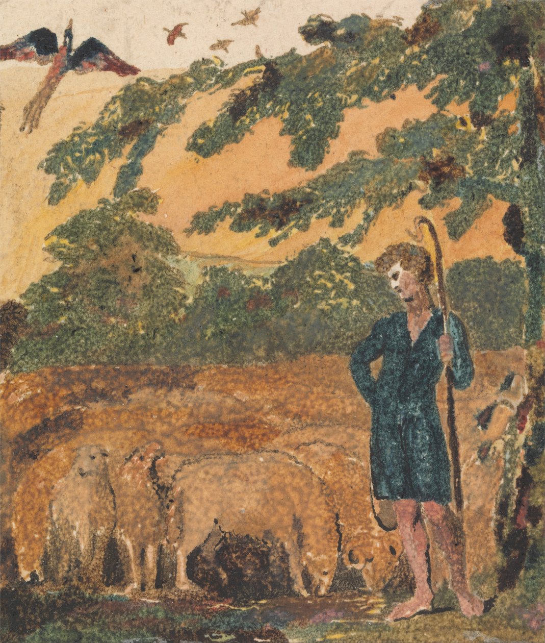 A pásztor, az ártatlanság énekeiből alkotó: William Blake