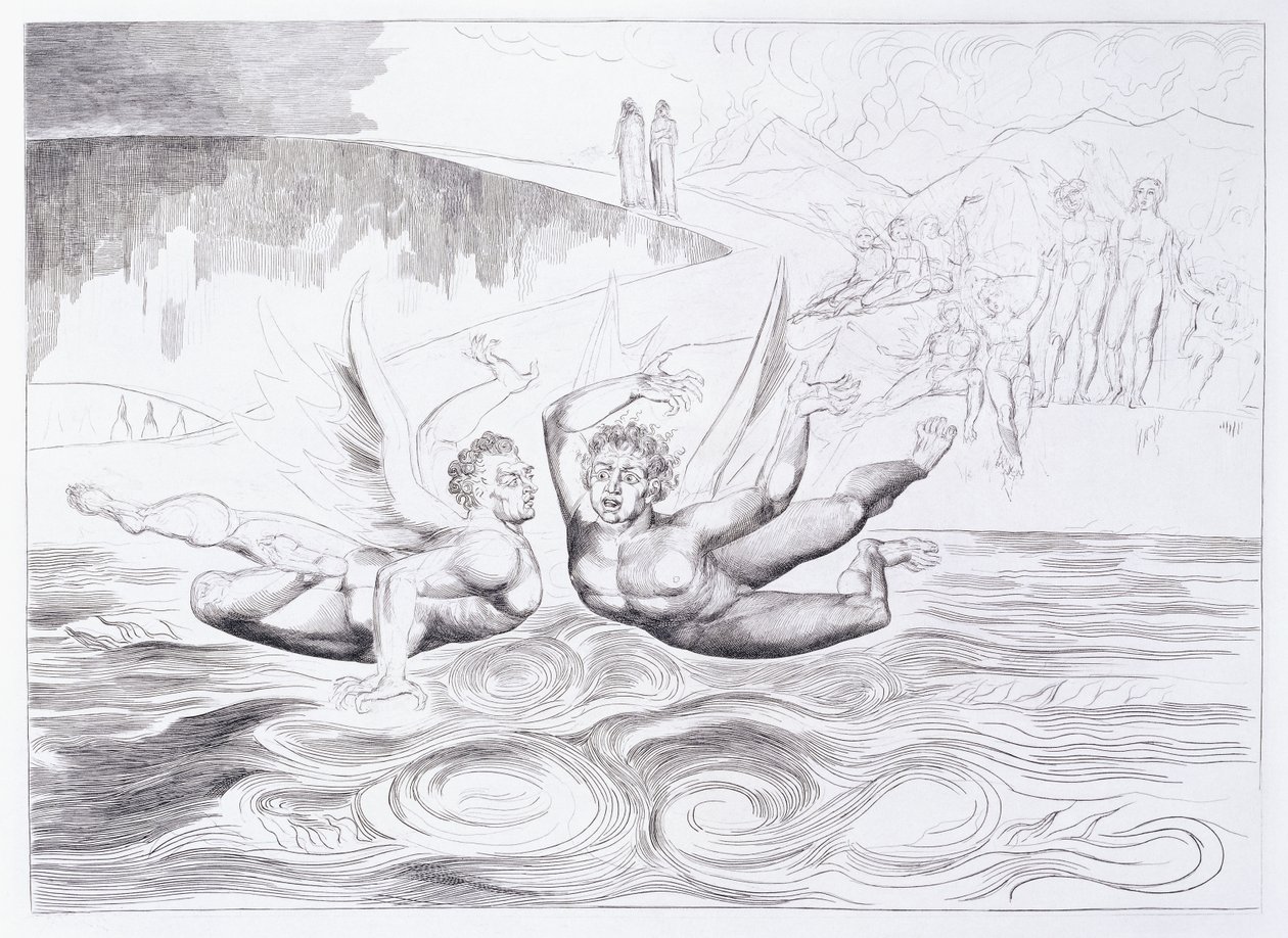 A hatlábú kígyó megtámadó Agnolo Brunelleschi, 1824-1827 alkotó: William Blake
