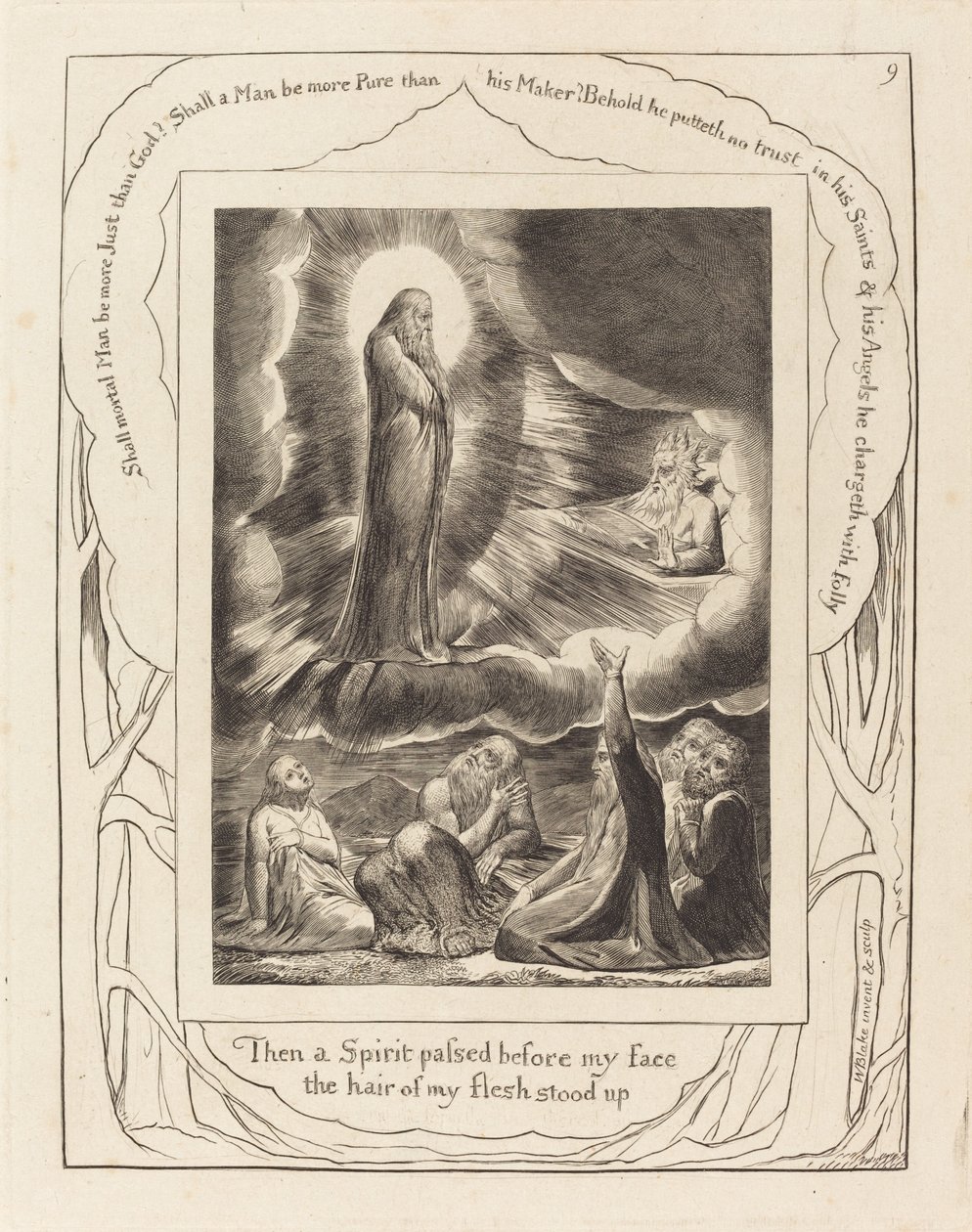 Elifáz látomása, alkotó: William Blake