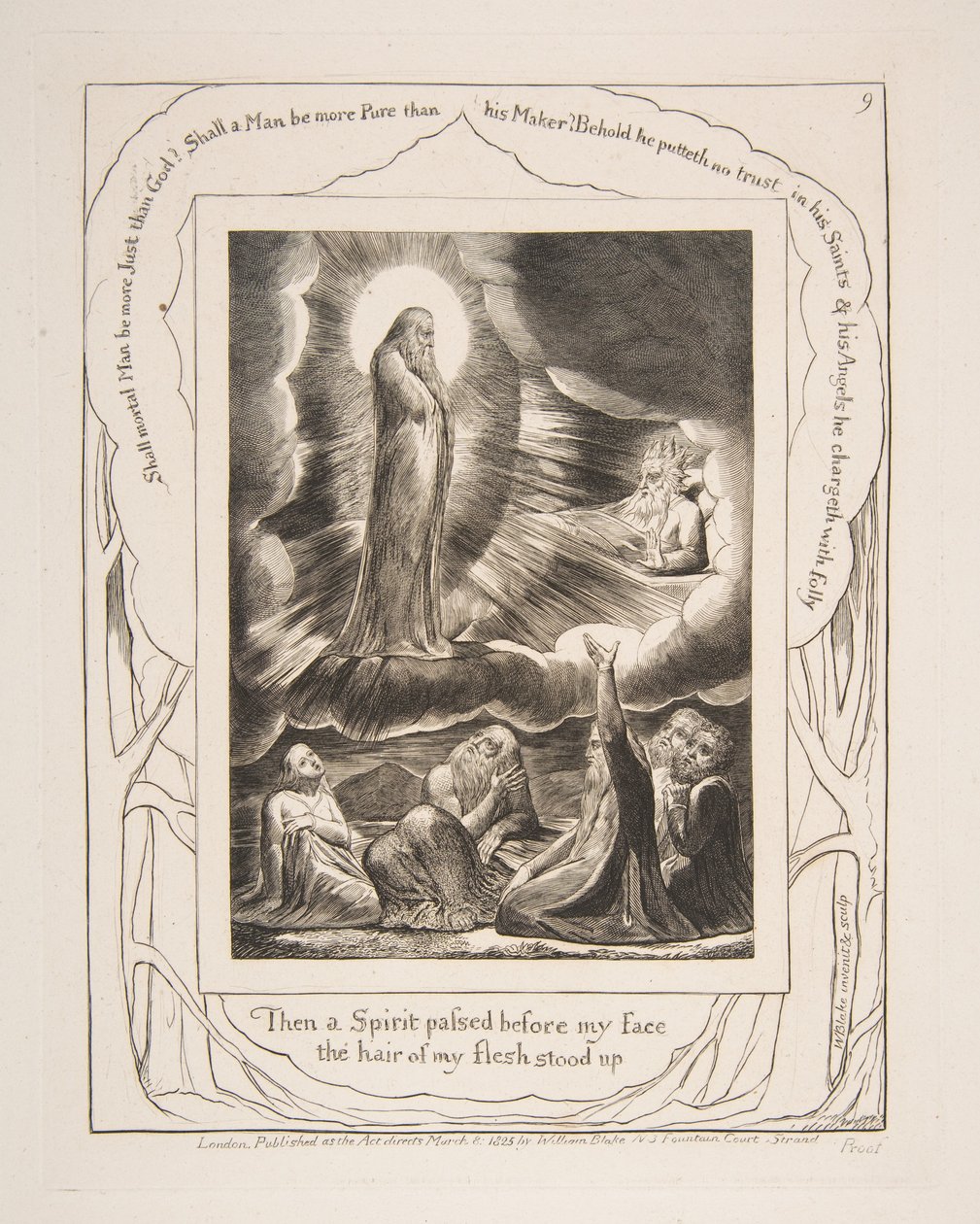 Elifáz látomása, Jób könyvének illusztrációiból, 1825-26. alkotó: William Blake