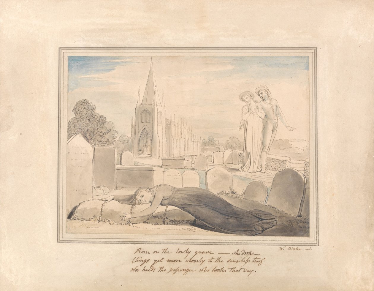 Az özvegy, amint átöleli férje sírját alkotó: William Blake