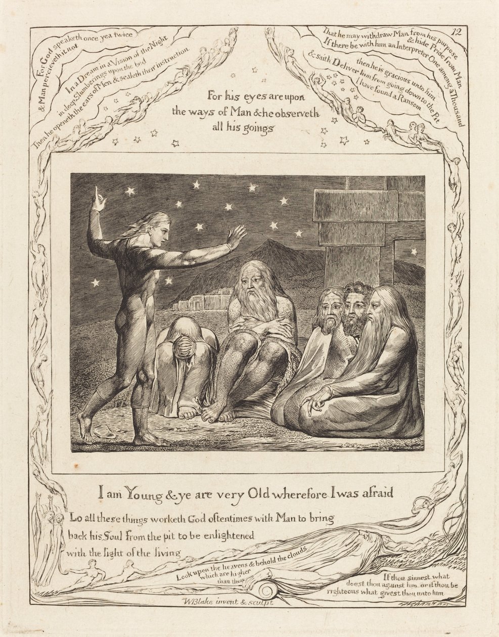 Elihu haragja, 1825. alkotó: William Blake