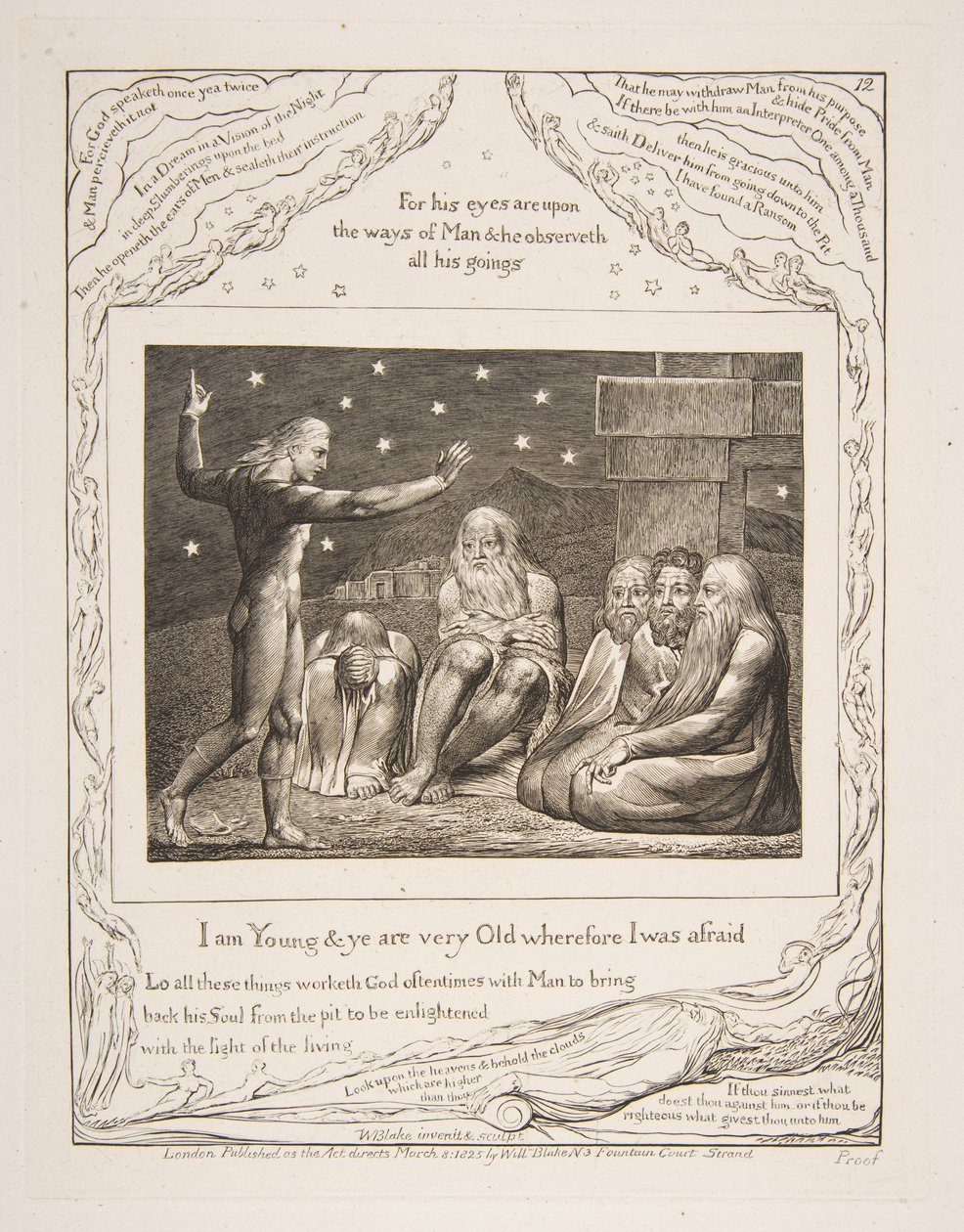 Elihu haragja, Jób könyvének illusztrációiból, 1825-26. alkotó: William Blake