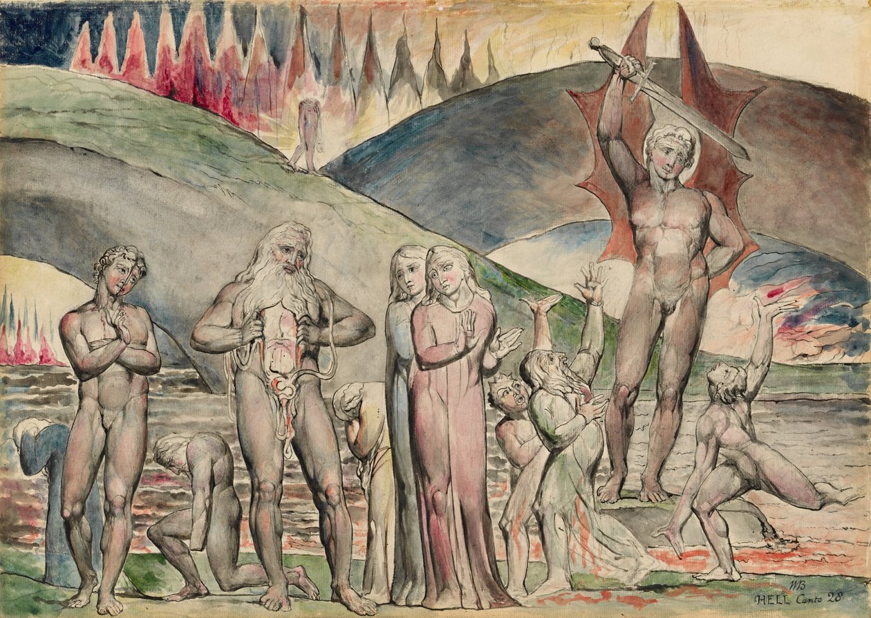 A szakadárok és a viszály szítói: Mohamed alkotó: William Blake