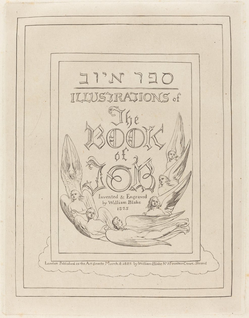 Jób könyvének vésett illusztrációinak címlapja, 1825. alkotó: William Blake