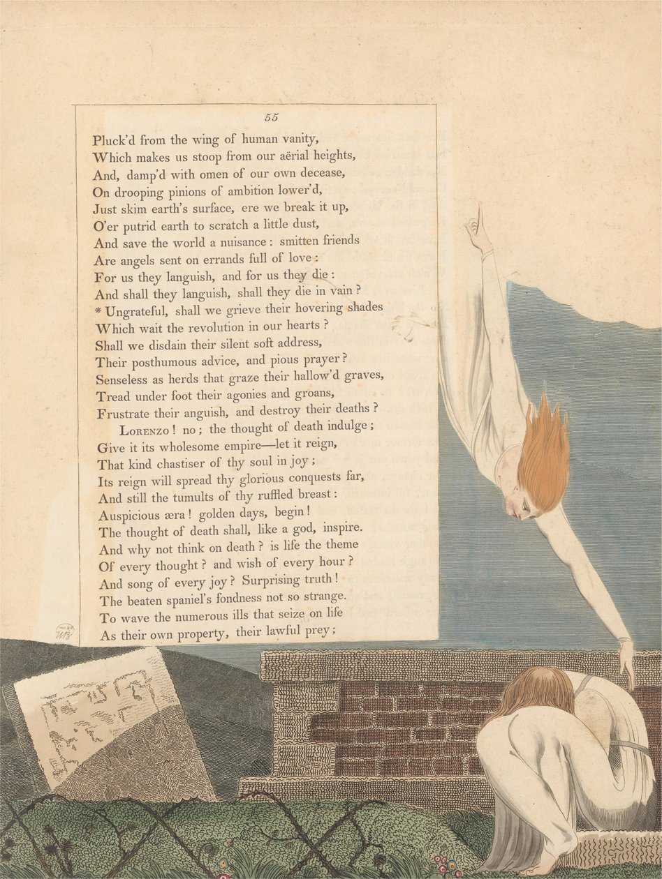 Young éjszakai gondolatai, Oldal 55, hálátlan, bánjuk lebegő árnyalataikat alkotó: William Blake