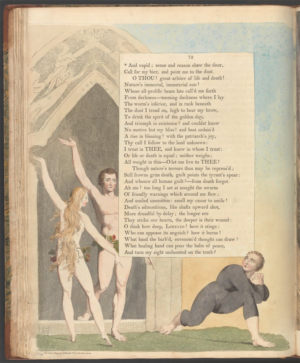 Young éjszakai gondolatai, 72. oldal, és ostoba; értelem és ok kinyitja az ajtót alkotó: William Blake