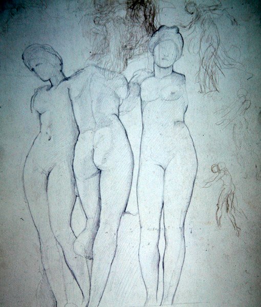Három akt (ceruza papíron) alkotó: William Blake Richmond