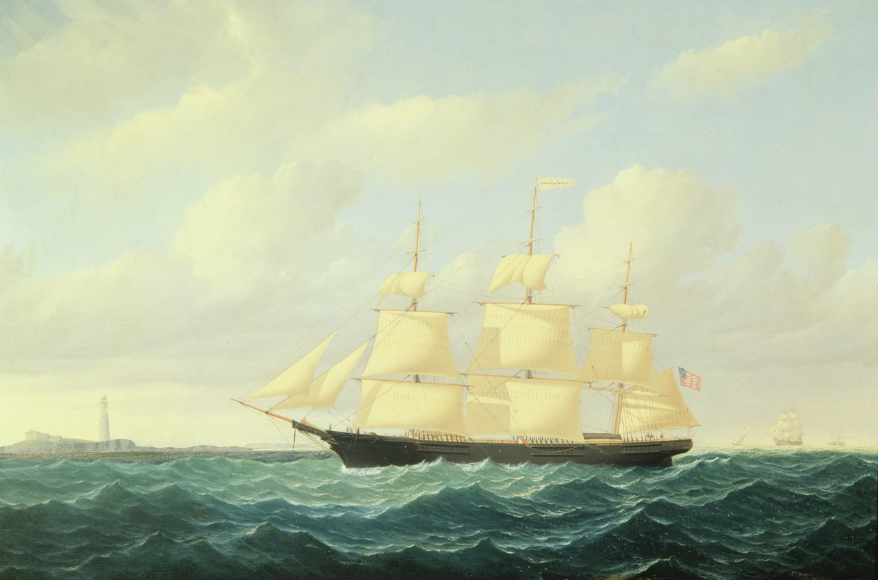 A "Dashing Wave" klipper hajó a Boston Lightnál alkotó: William Bradford