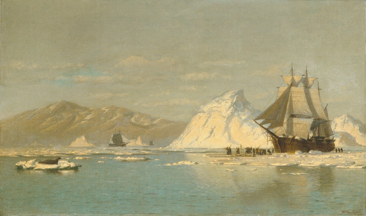 Grönland partjainál - nyílt vizet kereső bálnavadász alkotó: William Bradford