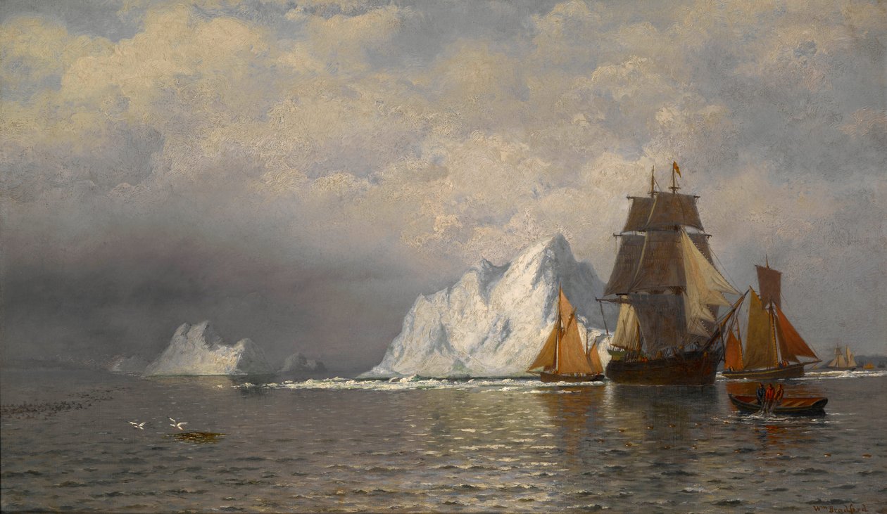 Bálnavadászhajó és halászhajók Labrador partjai közelében alkotó: William Bradford