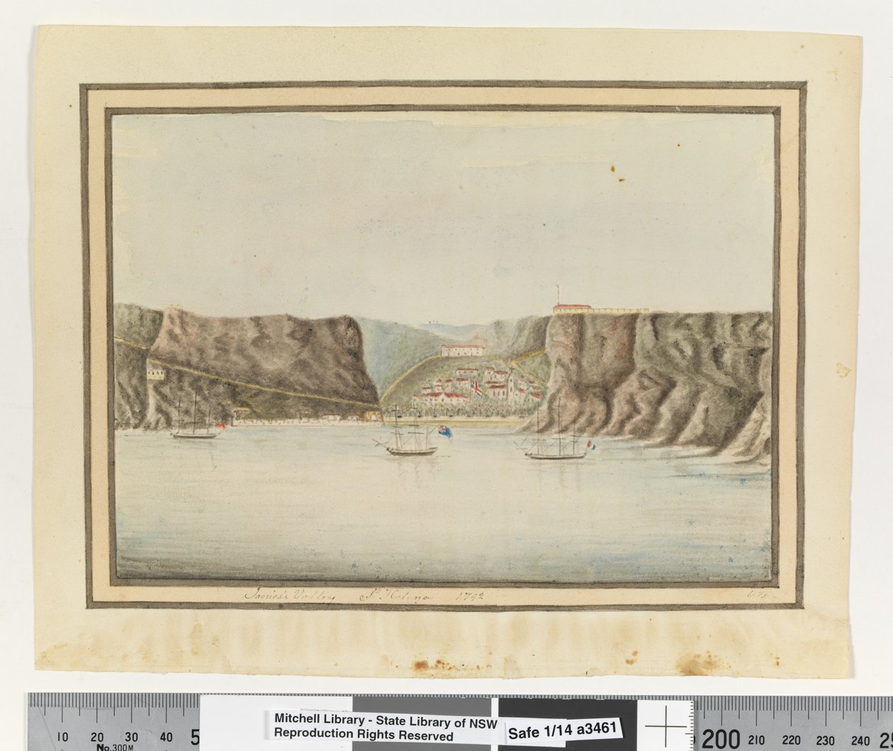 Opp. p. 299. "James Valley St Helena 1792", 1802 körül (akvarell) alkotó: William Bradley