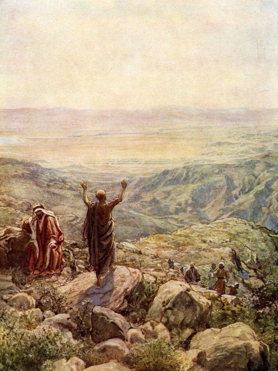 Bálám megáldja Izrael táborát. - Biblia alkotó: William Brassey Hole