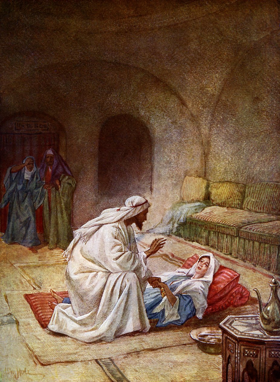 Jézus meggyógyít egy beteg lányt - Biblia alkotó: William Brassey Hole