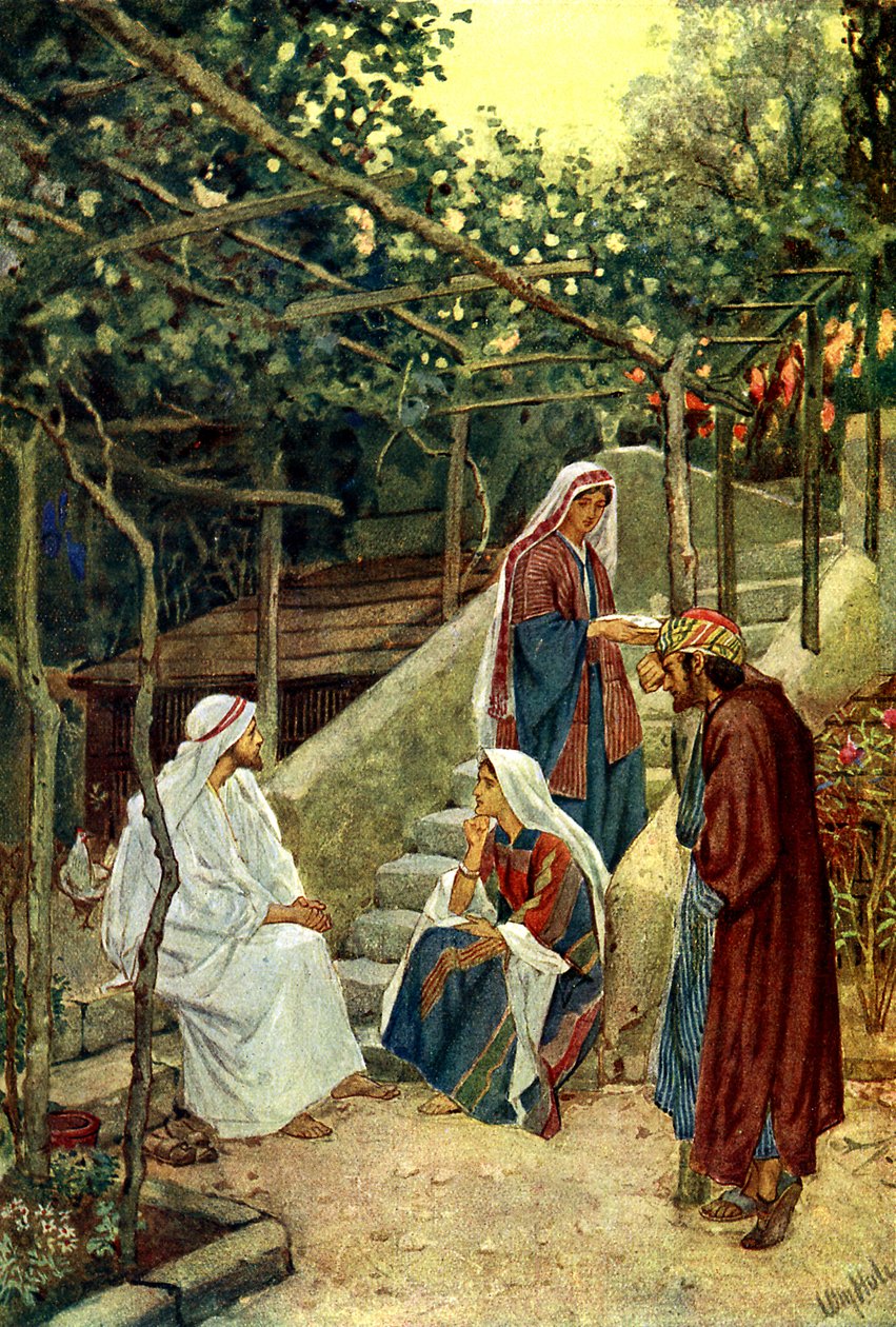 Jézus Márta otthonában – Biblia alkotó: William Brassey Hole