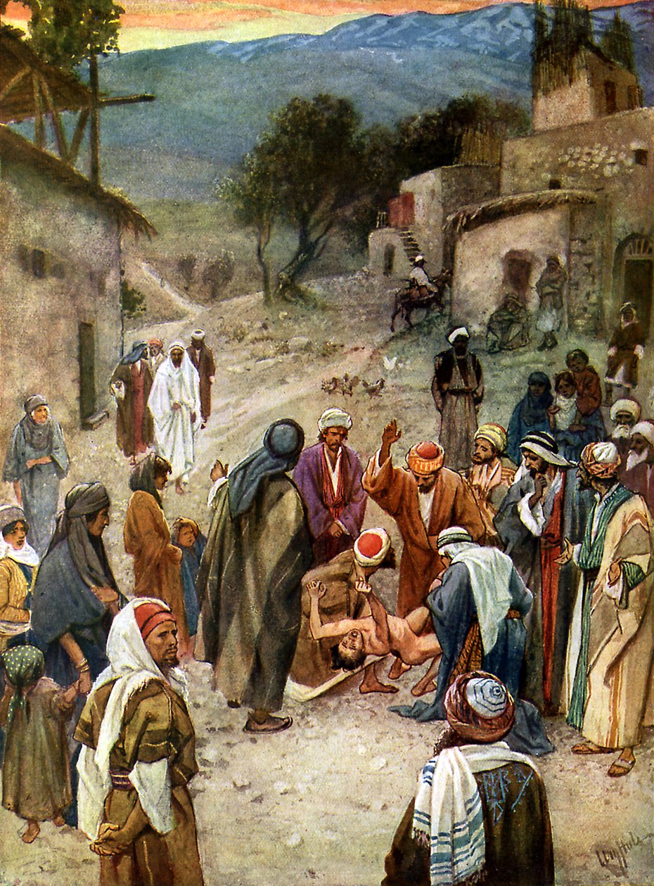 Jézus eltávolítja a gonosz szellemet - Biblia alkotó: William Brassey Hole