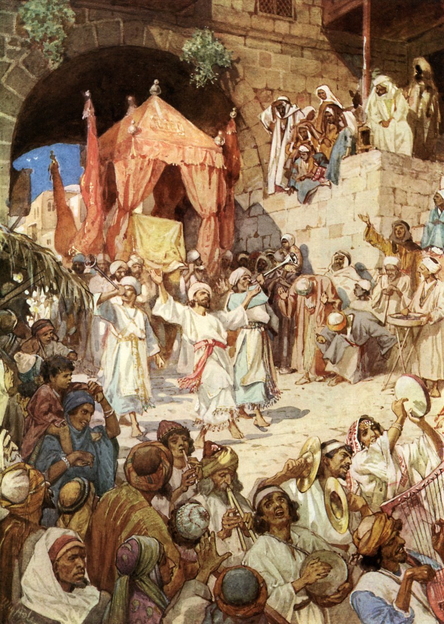 Dávid király bevitte a ládát Jeruzsálembe - Biblia alkotó: William Brassey Hole