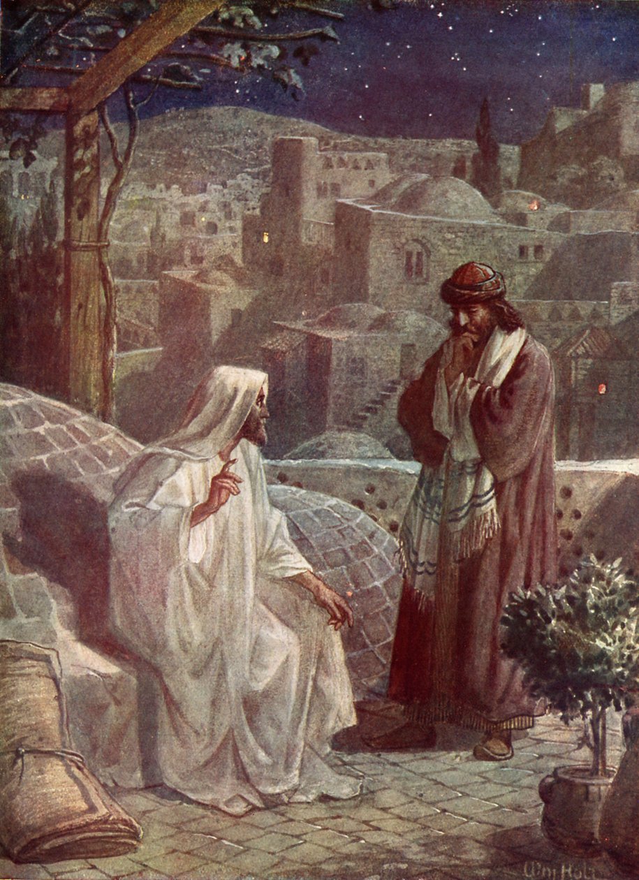 Nikodémus felkeresi Jézust, hogy meghallgassa tanítását - Biblia alkotó: William Brassey Hole