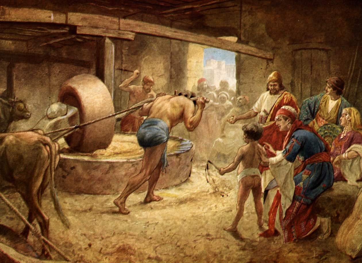 Sámson a gázai börtönben őrlődik - Biblia alkotó: William Brassey Hole