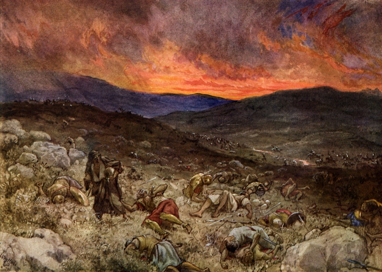 Saul halála Gilboánál - Biblia alkotó: William Brassey Hole