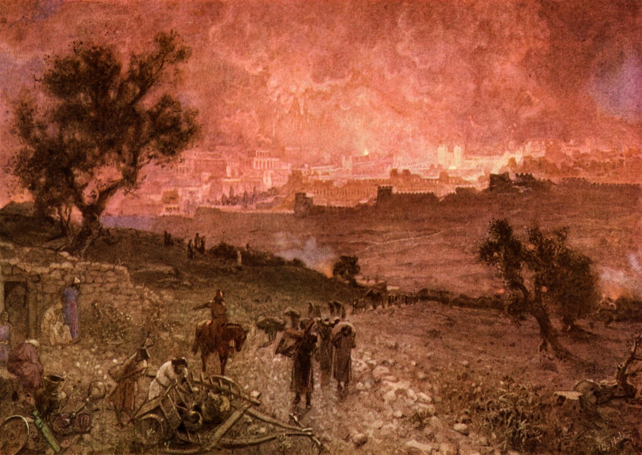 Jeruzsálem pusztulása Nebuzar-Adán által - Biblia alkotó: William Brassey Hole