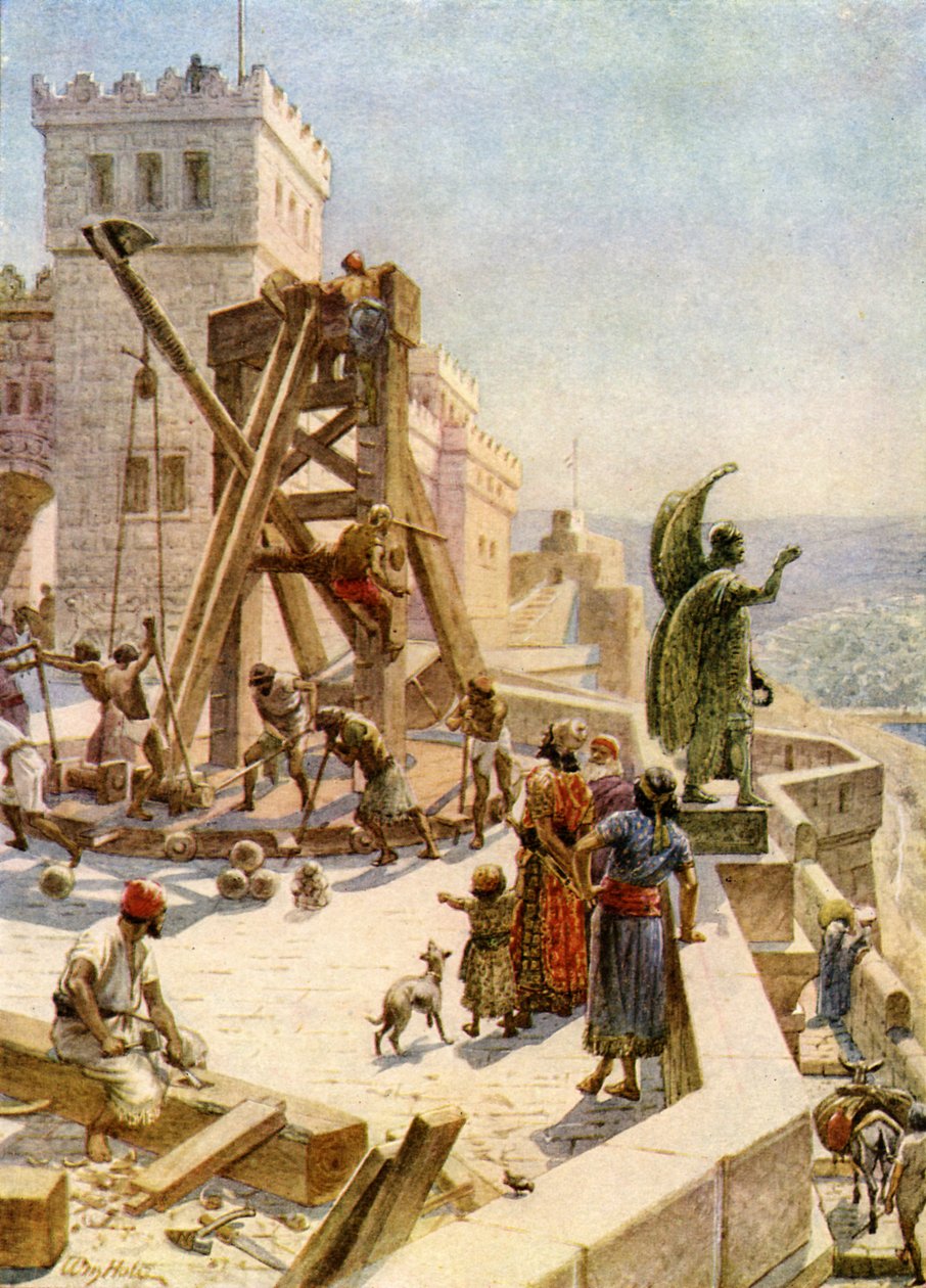 Uzziás hadigépeket állít a falakon - Biblia alkotó: William Brassey Hole