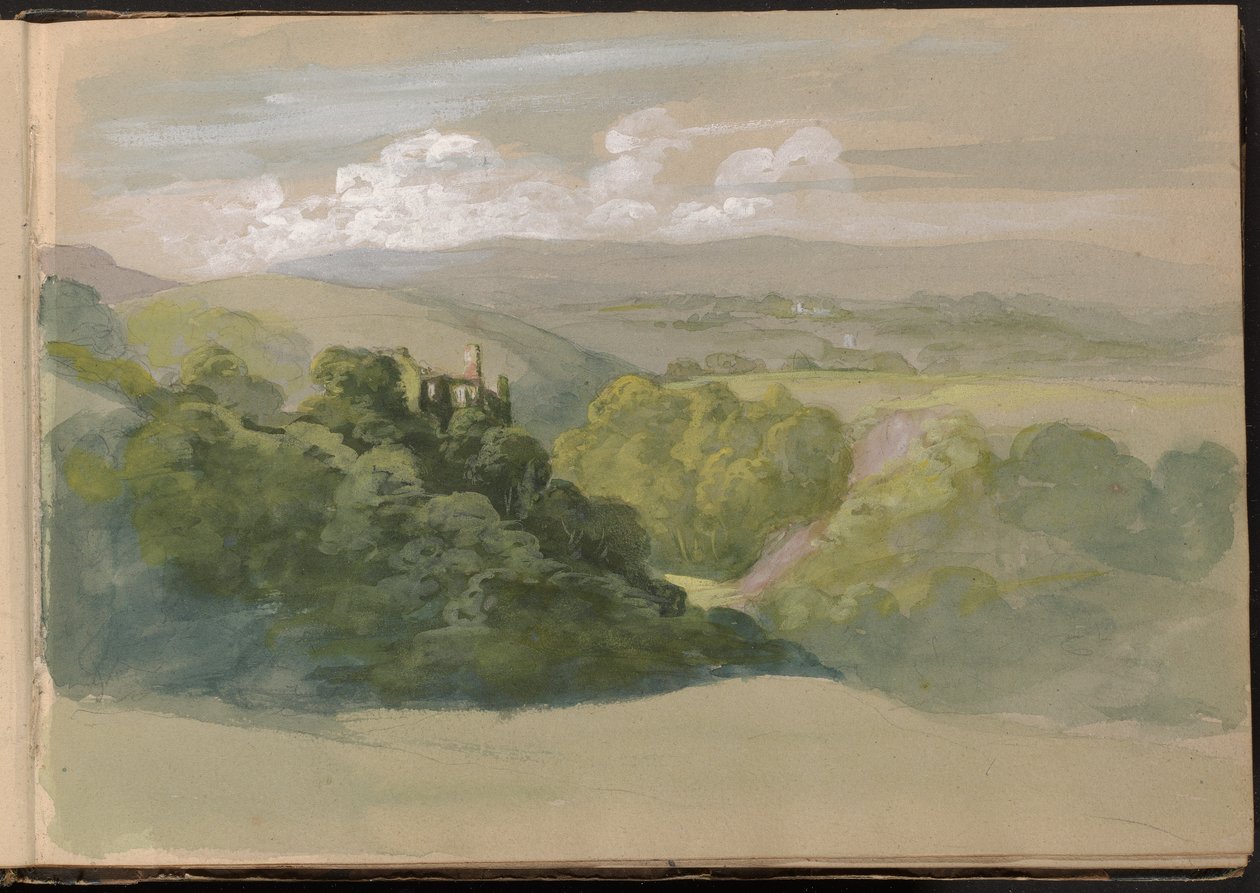 Kilátás a Berry Pomeroy kastélyra alkotó: William Brockedon