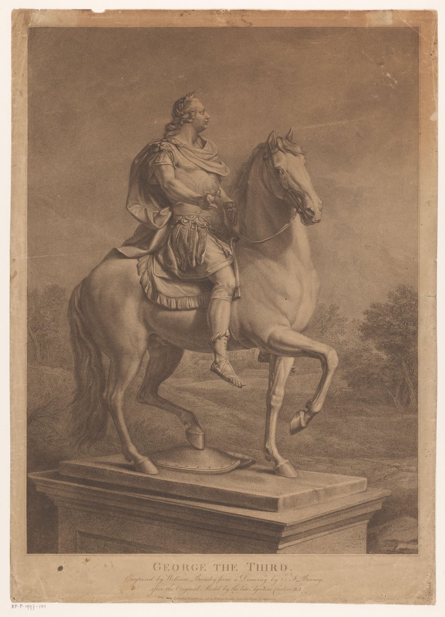 III. György angol király lovas portréja Harmadik György (cím a tárgyon) alkotó: William Bromley (I)
