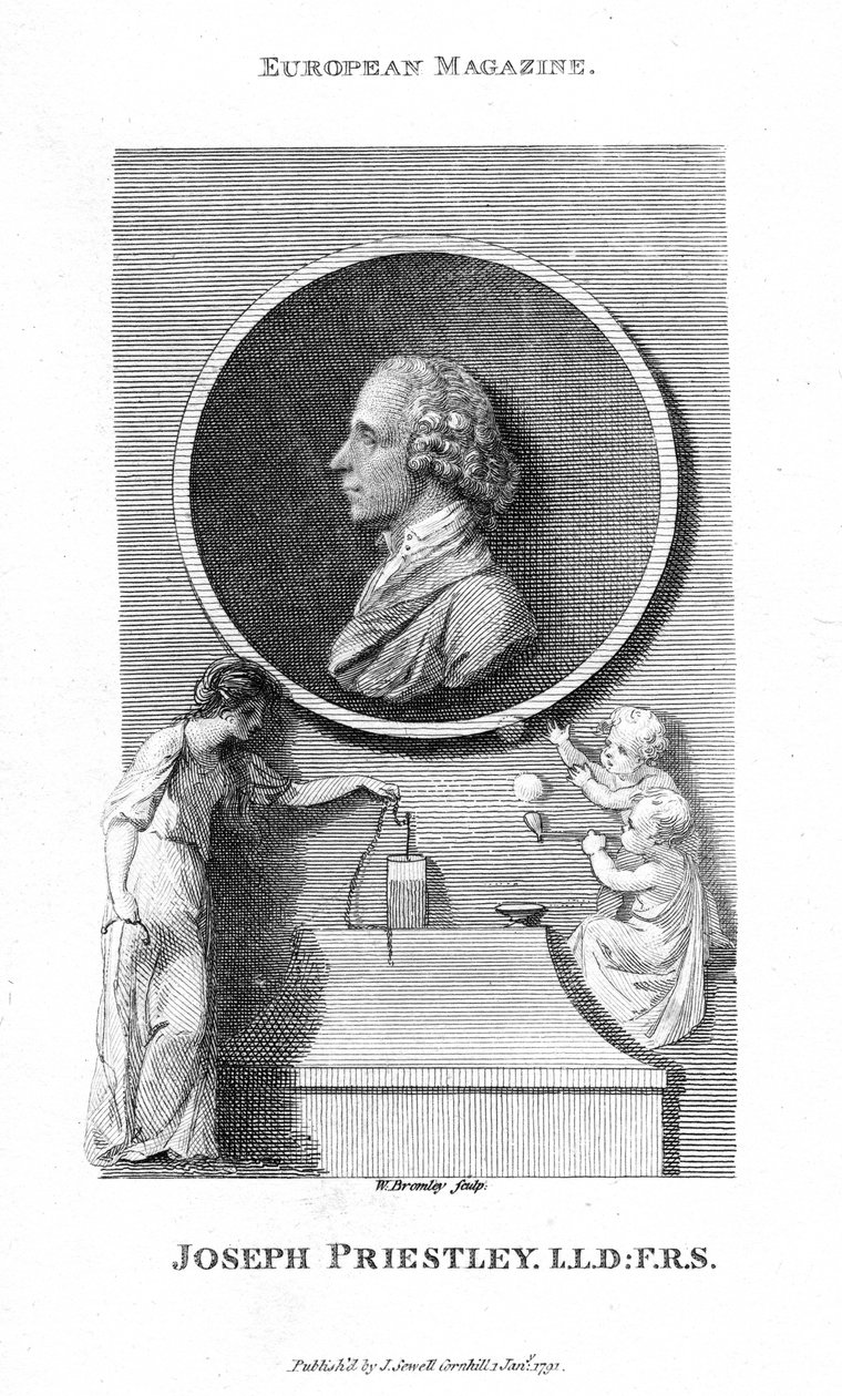 Joseph Priestley angol kémikus és presbiteri lelkész, 1791 alkotó: William Bromley