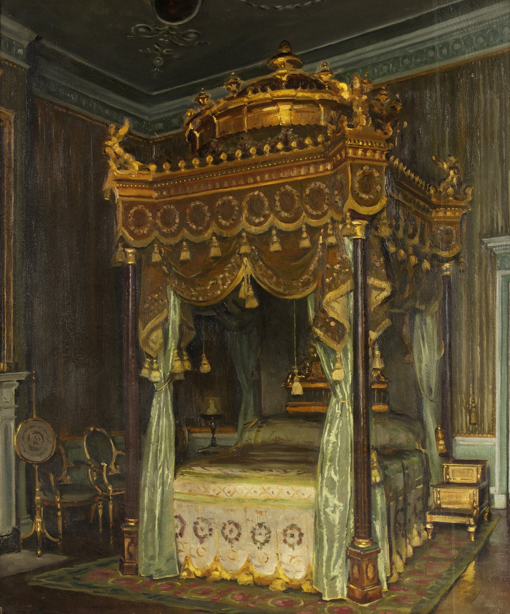 Állami ágy az Osterley Parkban (olaj, vászon) alkotó: William Bruce Ellis Ranken