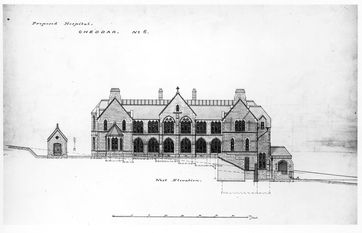 Nyugati emelet - Szent Mihály Otthon, Cheddar, 1878 előtt (fekete tinta, ceruza és wc, papír) alkotó: William Butterfield