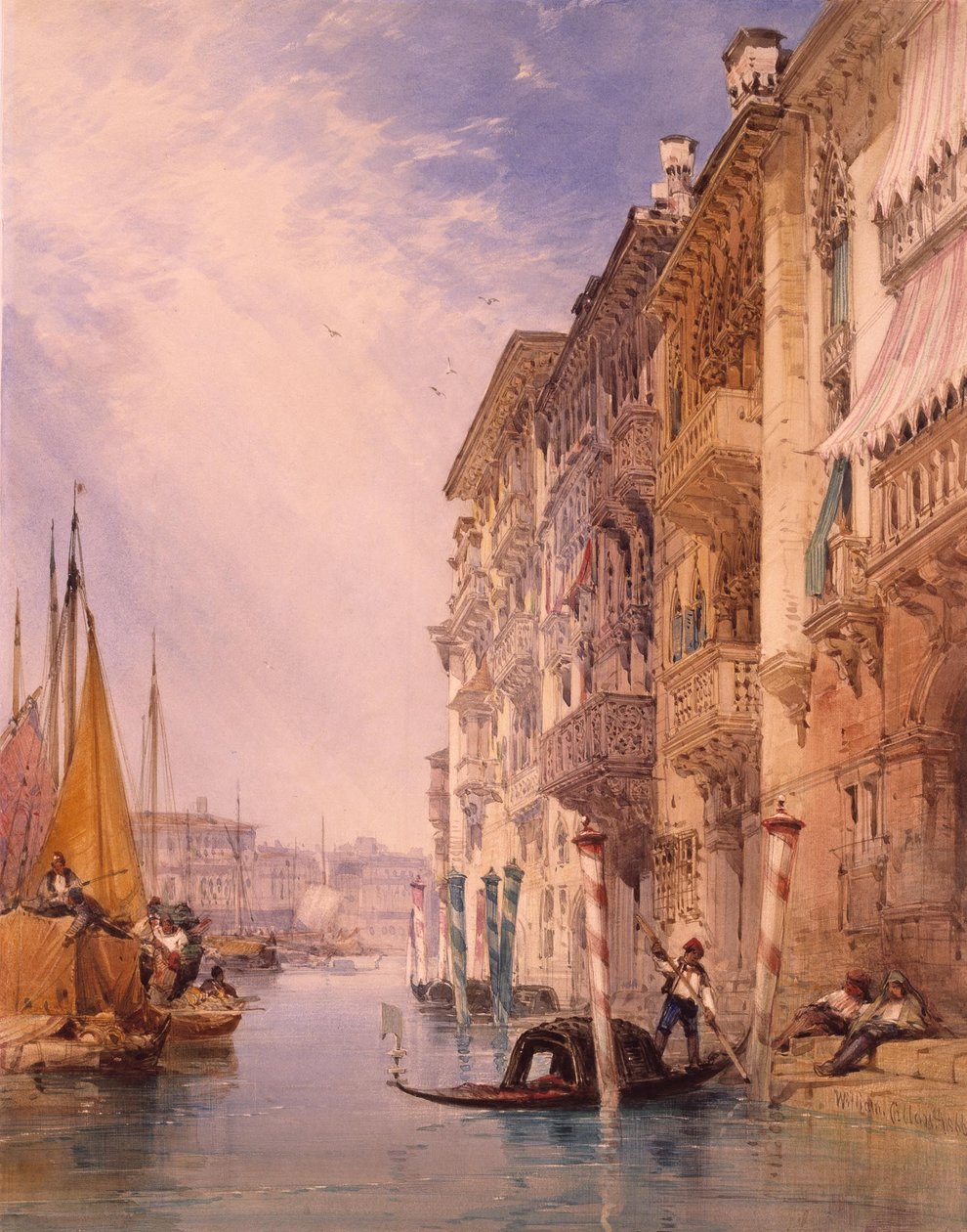 Gondola a velencei Nagycsatornán, Velence alkotó: William Callow